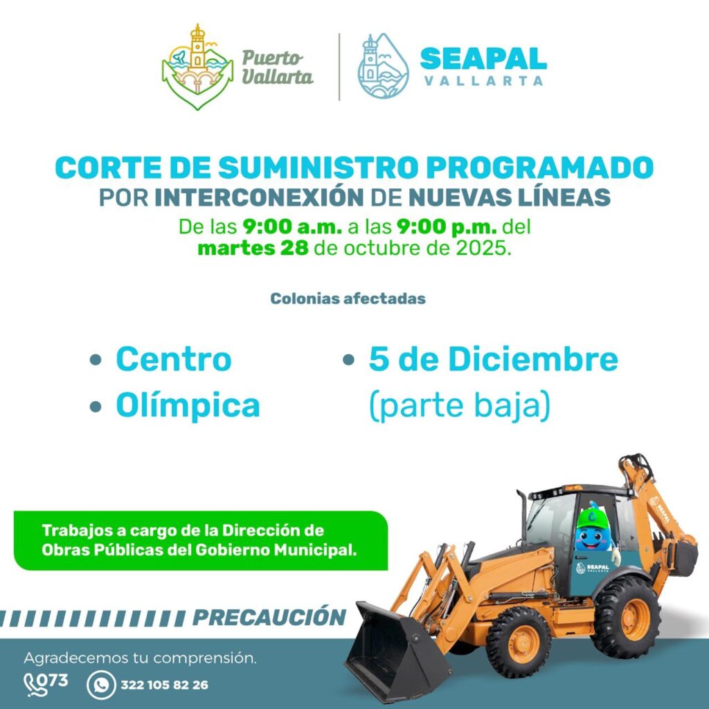 Por obras del Gobierno Municipal Anuncia Seapal corte de agua en zona centro de la ciudad