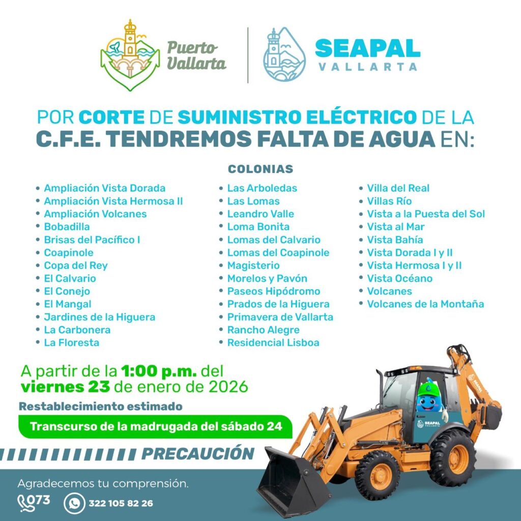 Trabajos eléctricos provocarán corte temporal de agua en colonias de El Pitillal