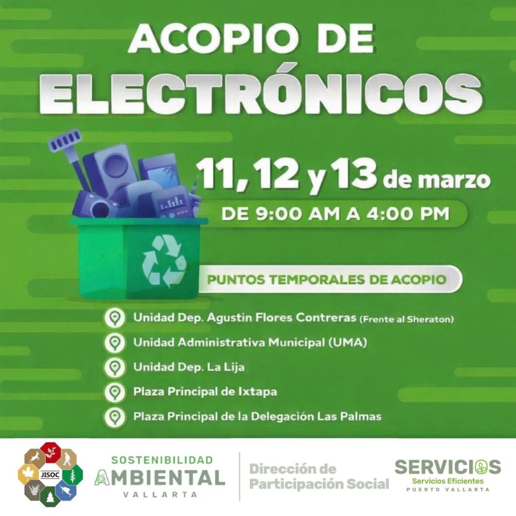 ¡Es tiempo de reciclar! Llega la campaña de acopio de electrónicos a Puerto Vallarta