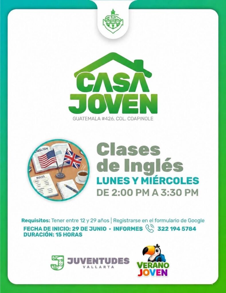 Juventudes Vallarta abre inscripciones para nuevas clases de inglés en Casa Joven