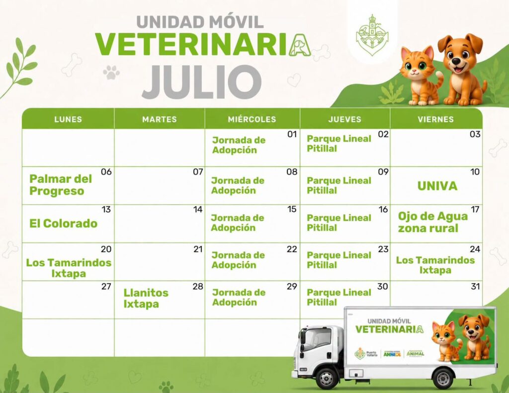 Conoce dónde estará la Unidad Móvil Veterinaria durante julio